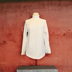 JEANNE PIERRE Perfect Longline Cozy Knit Turtleneck Sweater Pullover White Sz XL